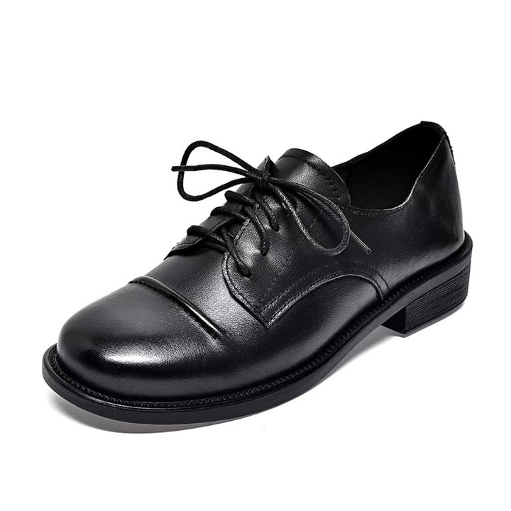 Women's Leather Lace-up Flat Oxford Shoes — Casual Everyday Footwear