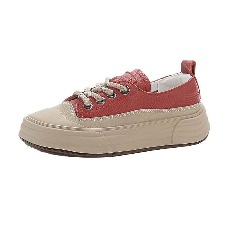 Women's Leather Lace-up Casual Sneakers