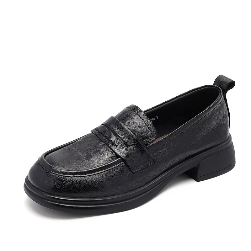 Classic Women's Loafers – Ruched Leather Sole Casual Shoes