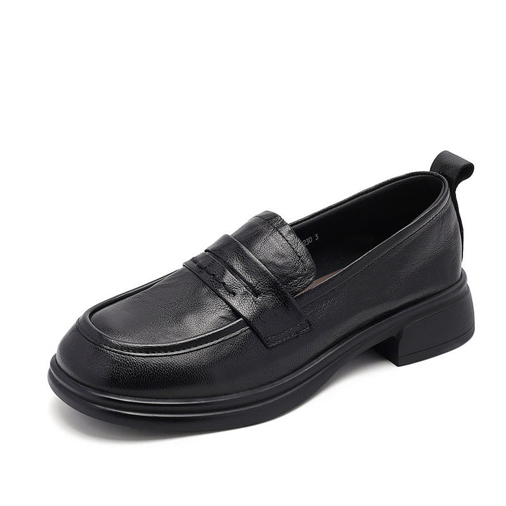 Classic Women's Loafers – Ruched Leather Sole Casual Shoes