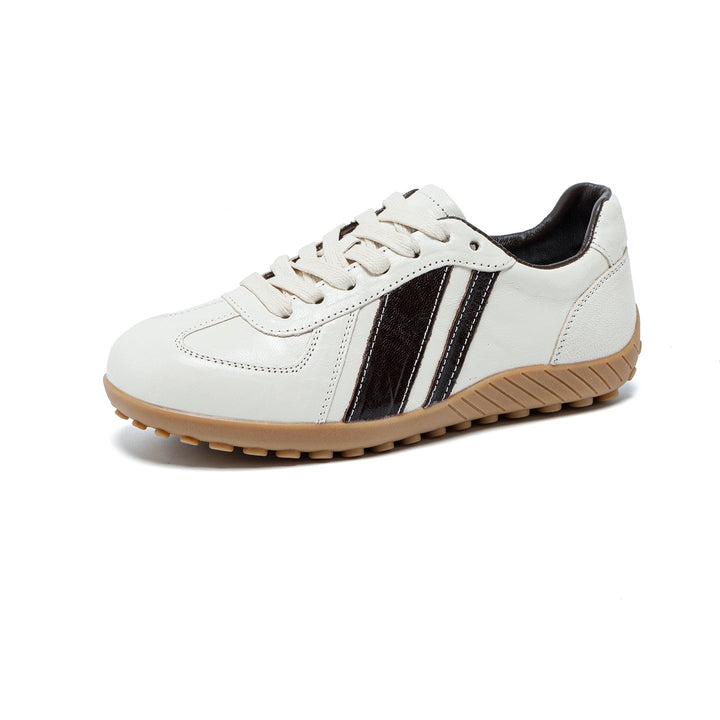 Women's Genuine Leather German Army Trainers Retro Low Top Walking Sneakers