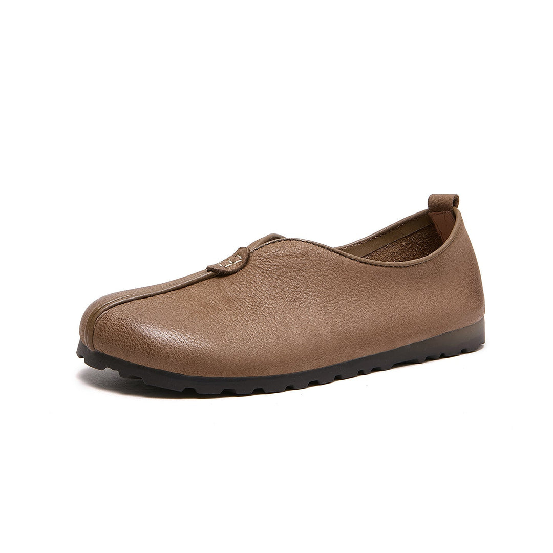 Women’s Handmade Leather Slip-On Flats – Vintage Casual Soft Sole Shoes