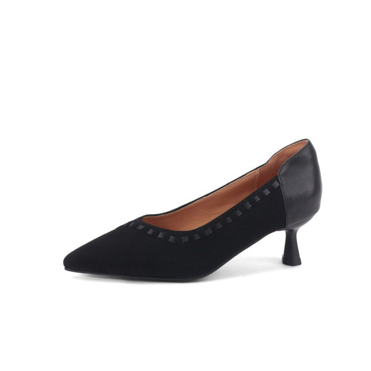 Women's Lambskin Pointed-Toe Kitten Heel Pumps Professional Style