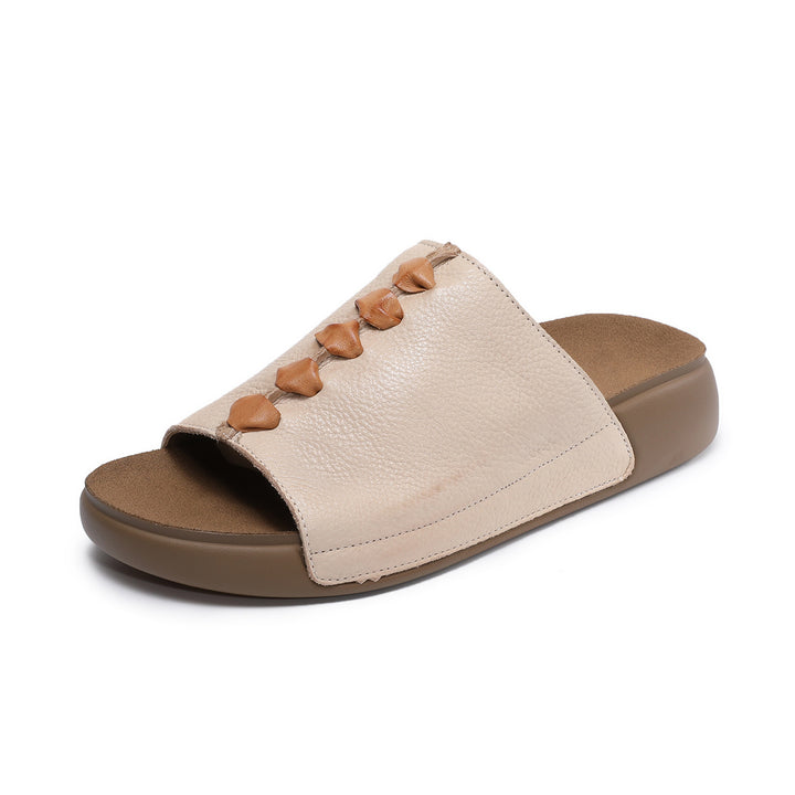 Women's Leather Open-Toe Bohemian-Style Slides & Mules