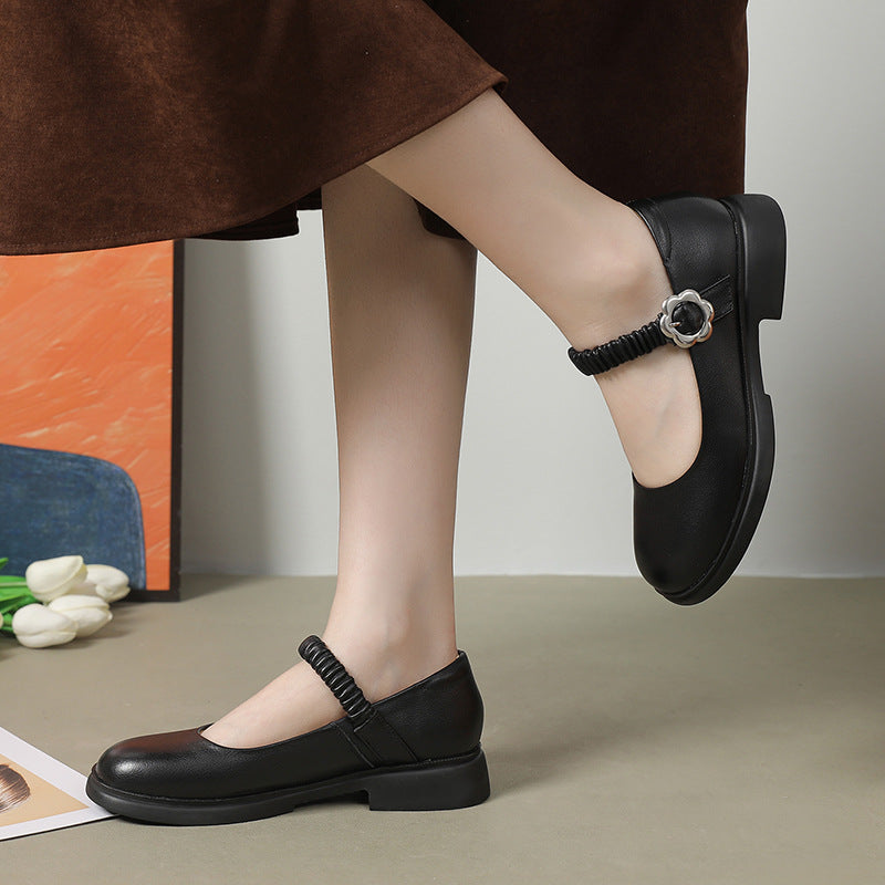Cute Women's Leather Mary Jane Flats – Comfortable Everyday Shoes
