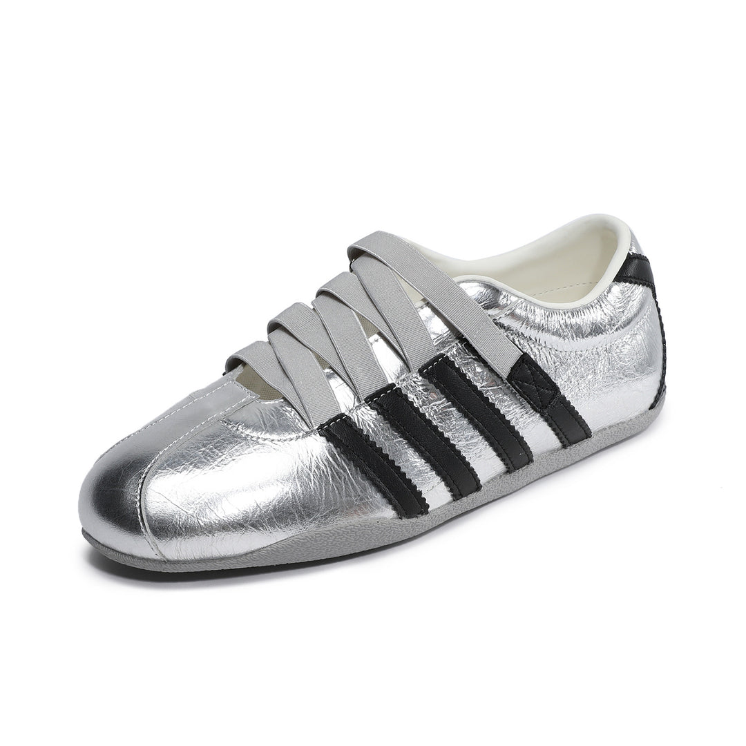 Women's Retro Cowhide Sneakers Vintage Round Toe Strappy Velcro Driving Flats