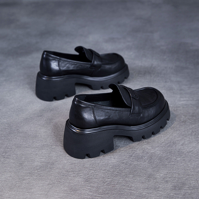 Minimalist Leather Loafers – Lightweight Platform Slip-Ons for Women