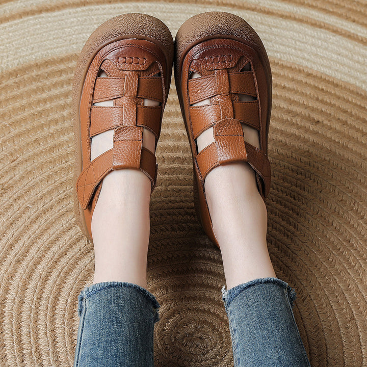 Women's Sandals Platform Velcro Hollow-Out Walking Shoes Fisherman Flats Barefoot-Friendly Summer Shoes