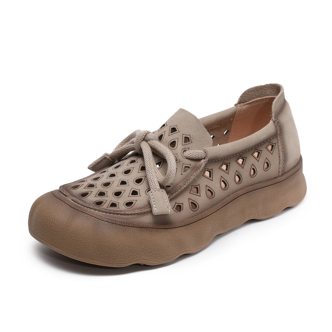Women's Leather Slip-on Flats — Summer Cutout Style