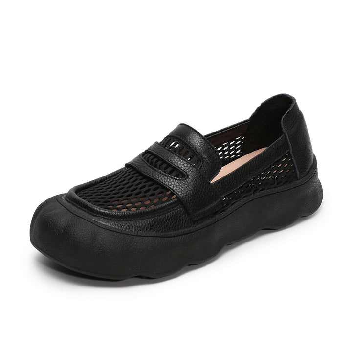 Women's Breathable Mesh & Leather Loafers - Summer Slip-Ons