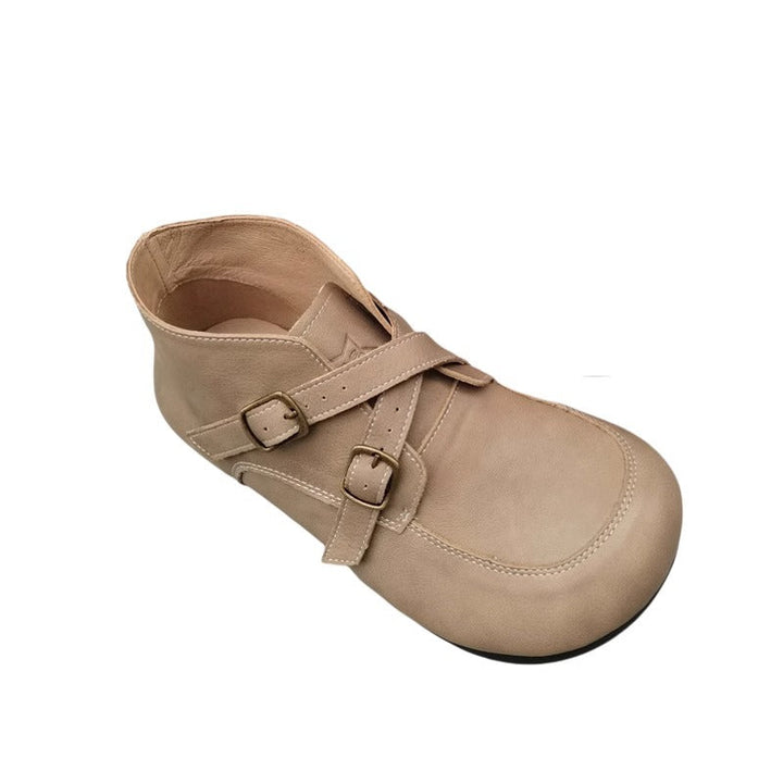 Womens Big Toe Box Genuine Leather Wide Fit Ankle Boots - Comfort Shoes for Wide/High Instep Feet