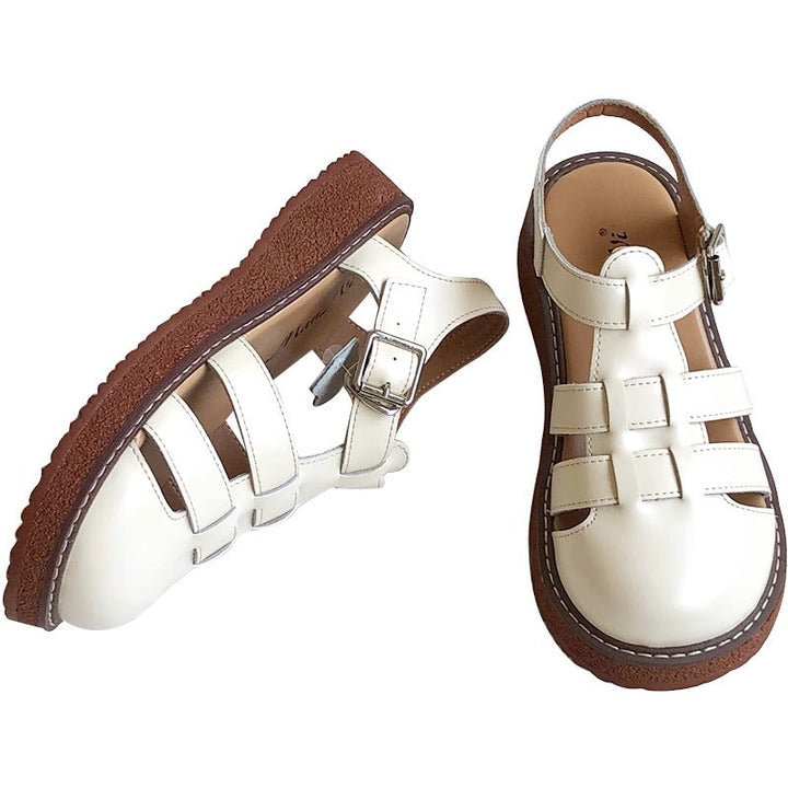 Clearance Sale Women's Leather Closed Toe Round Sandals