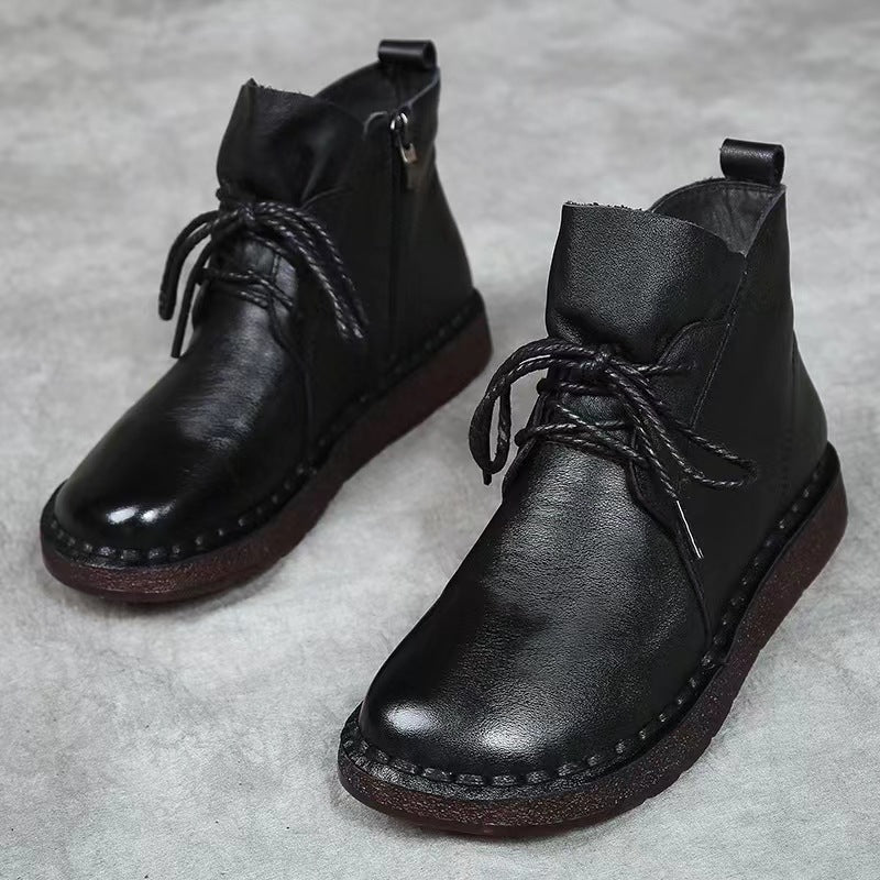 Comfortable Handmade Cowhide Soft Sole Boots Women's Shoes