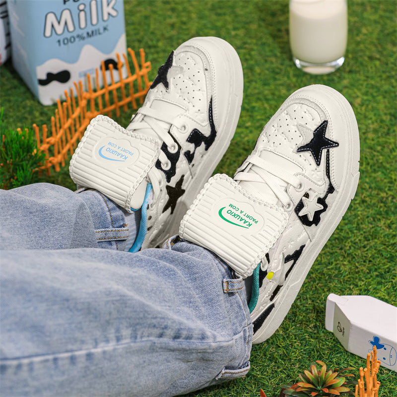 Trendy Star Detail Low-Top Sneakers – Unisex Casual Couple Shoes