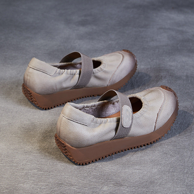 Women's Elastic Comfort Loafers - Genuine Leather Flat with Soft Sole