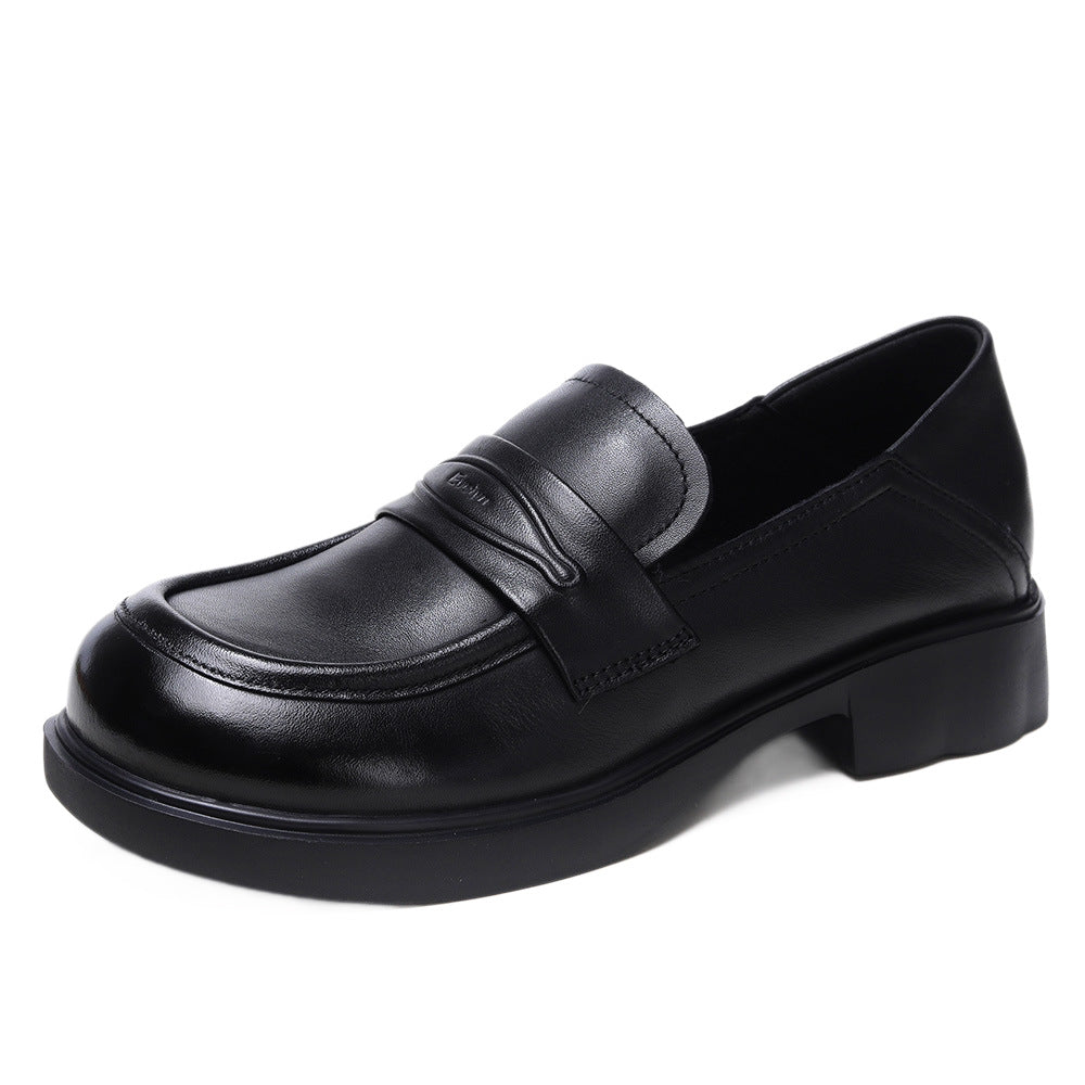 Women's Penny Loafers Leather Slip On Platform Dress Shoes Low Heel