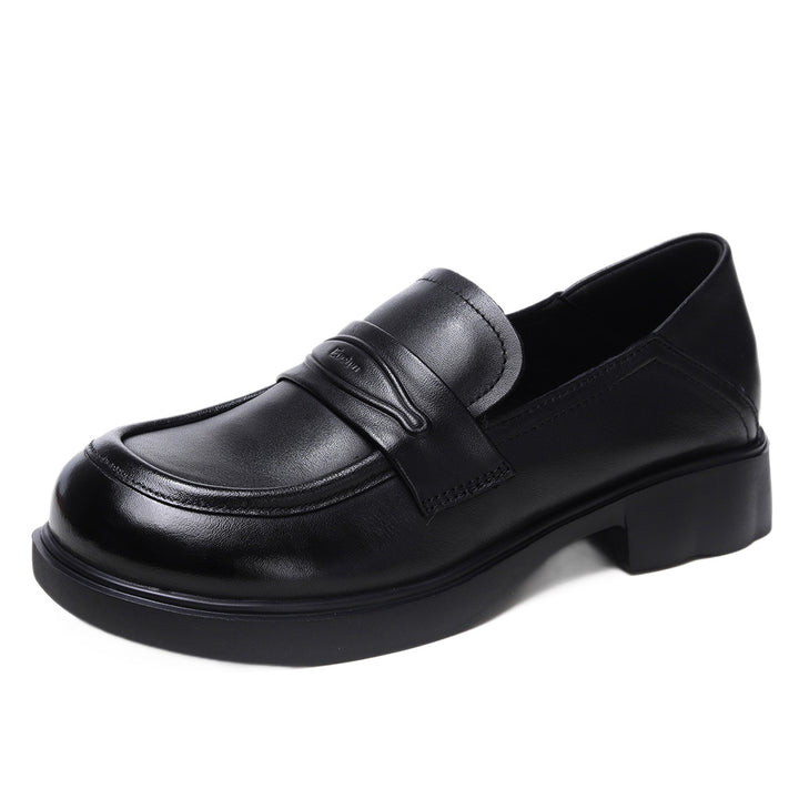Women's Penny Loafers Leather Slip On Platform Dress Shoes Low Heel