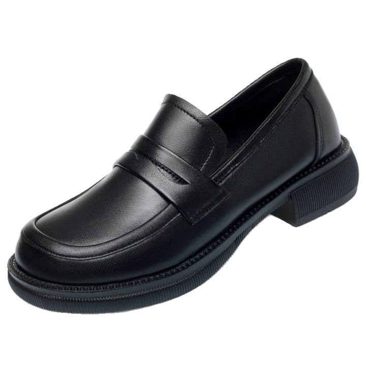 Women’s Leather Low Heel Loafers – Comfortable Preppy Style