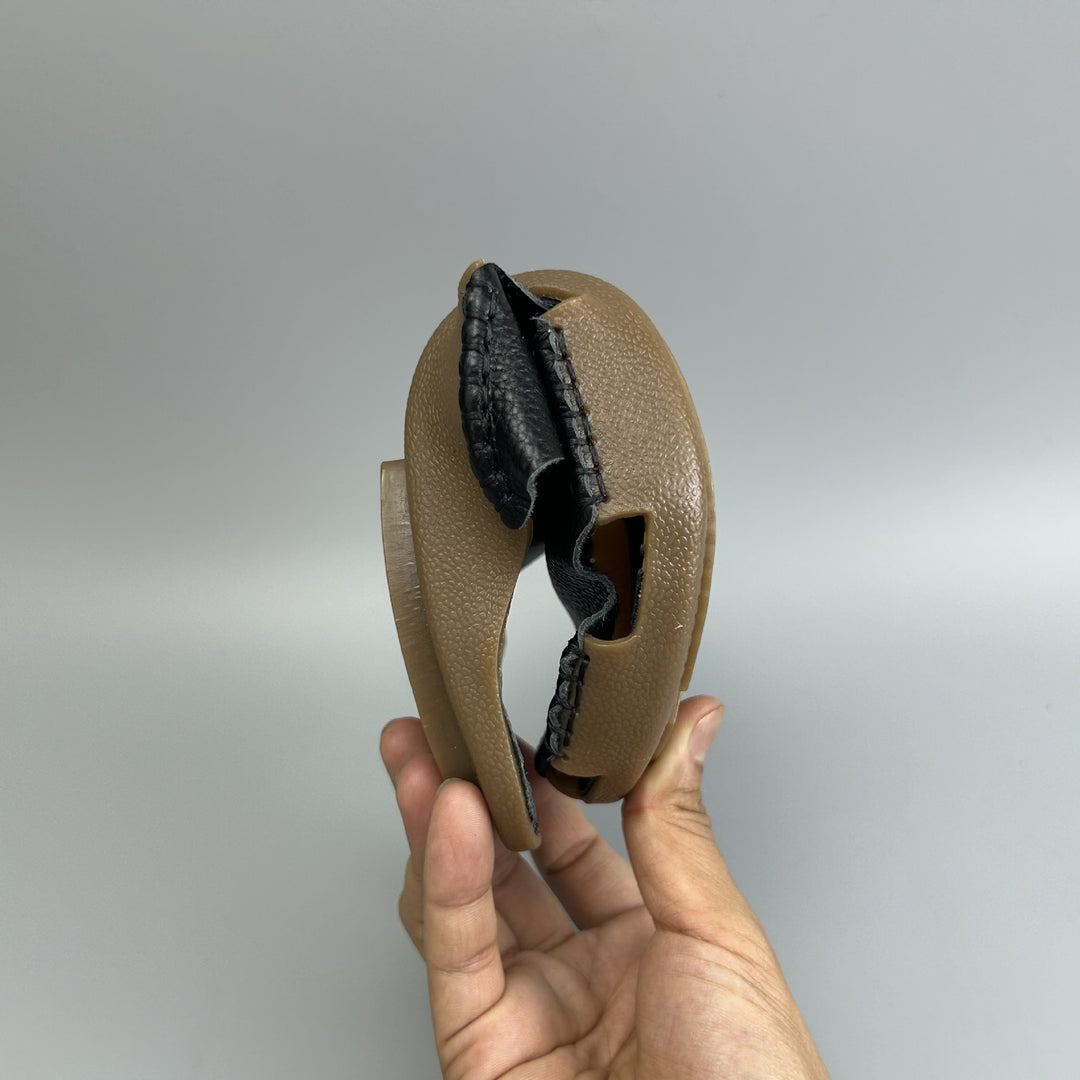 Women's Leather Mules - Soft Hand-Stitched Pebble Grain Flat Sandals Casual Summer Slip-On Slides