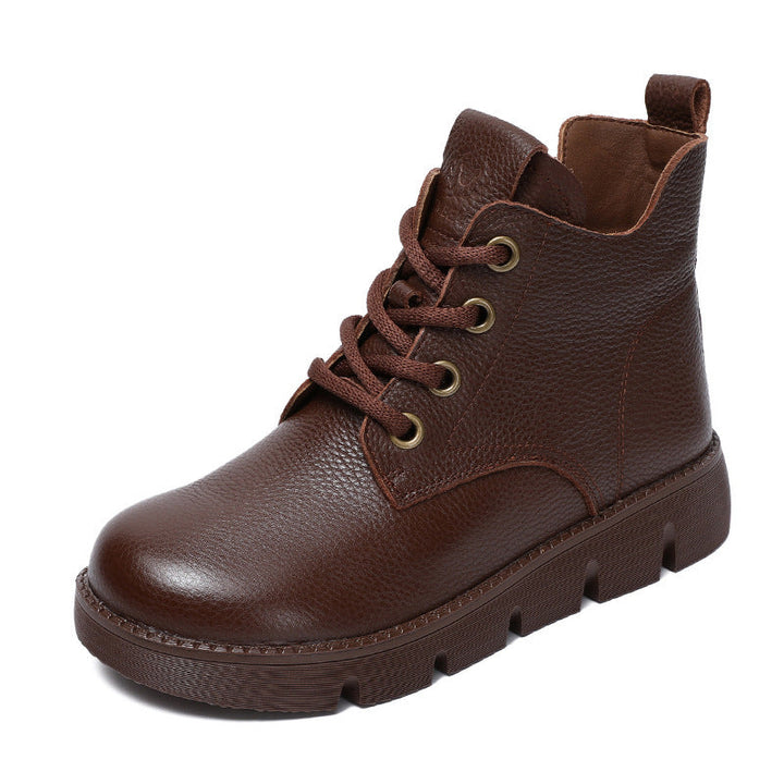 Women’s Handmade Leather Lace-Up Ankle Boots – Soft Sole Winter Shoes