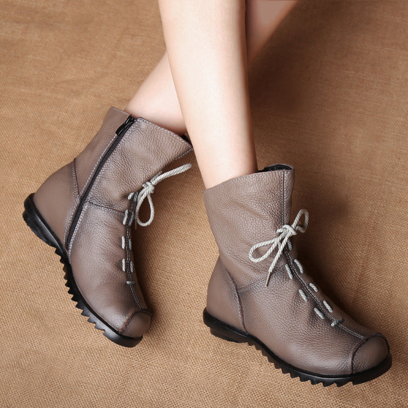 Women’s Genuine Leather Casual Soft Flat Boots