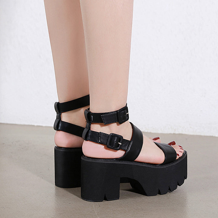 Womens Platform Chunky Heeled Sandals Gothic Heeled Open Toe