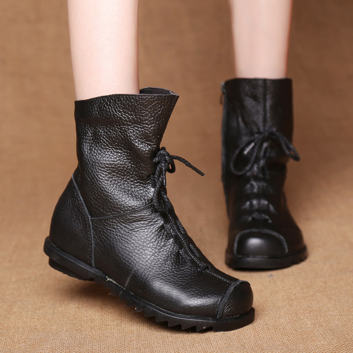 Women’s Genuine Leather Casual Soft Flat Boots