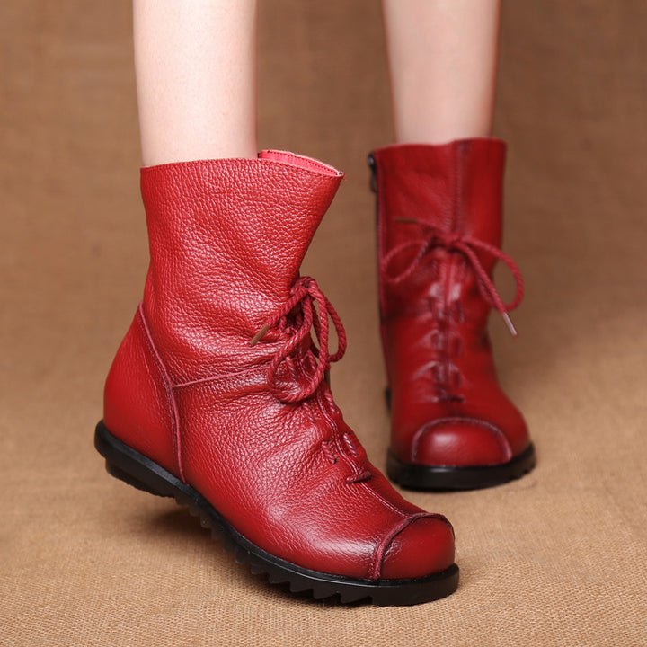 Women’s Genuine Leather Casual Soft Flat Boots