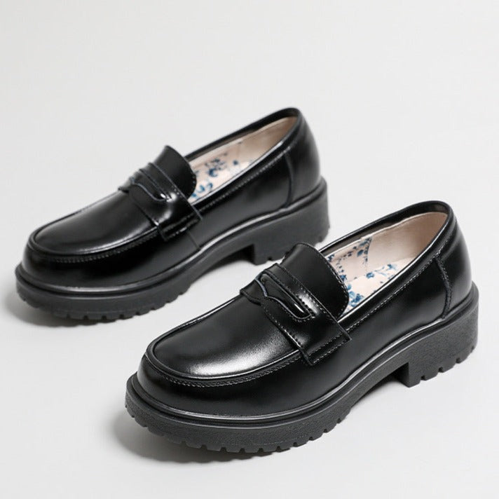 Platform Loafers for Women Round Toe Chunky Heel