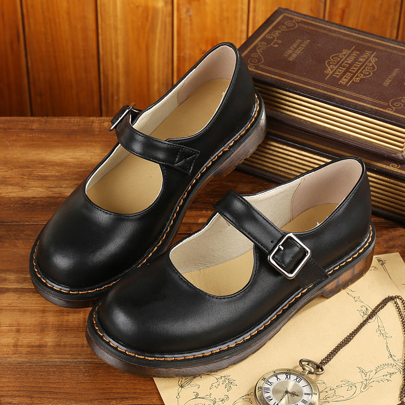 Womens Old-fashioned Retro Mary Jane Leather Shoes