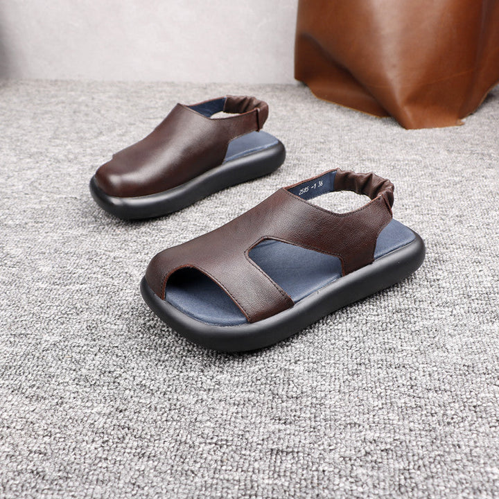 Minimalist Deconstructed Leather Sandals for Women - Artisan Square Toe Slip-on Summer Shoes