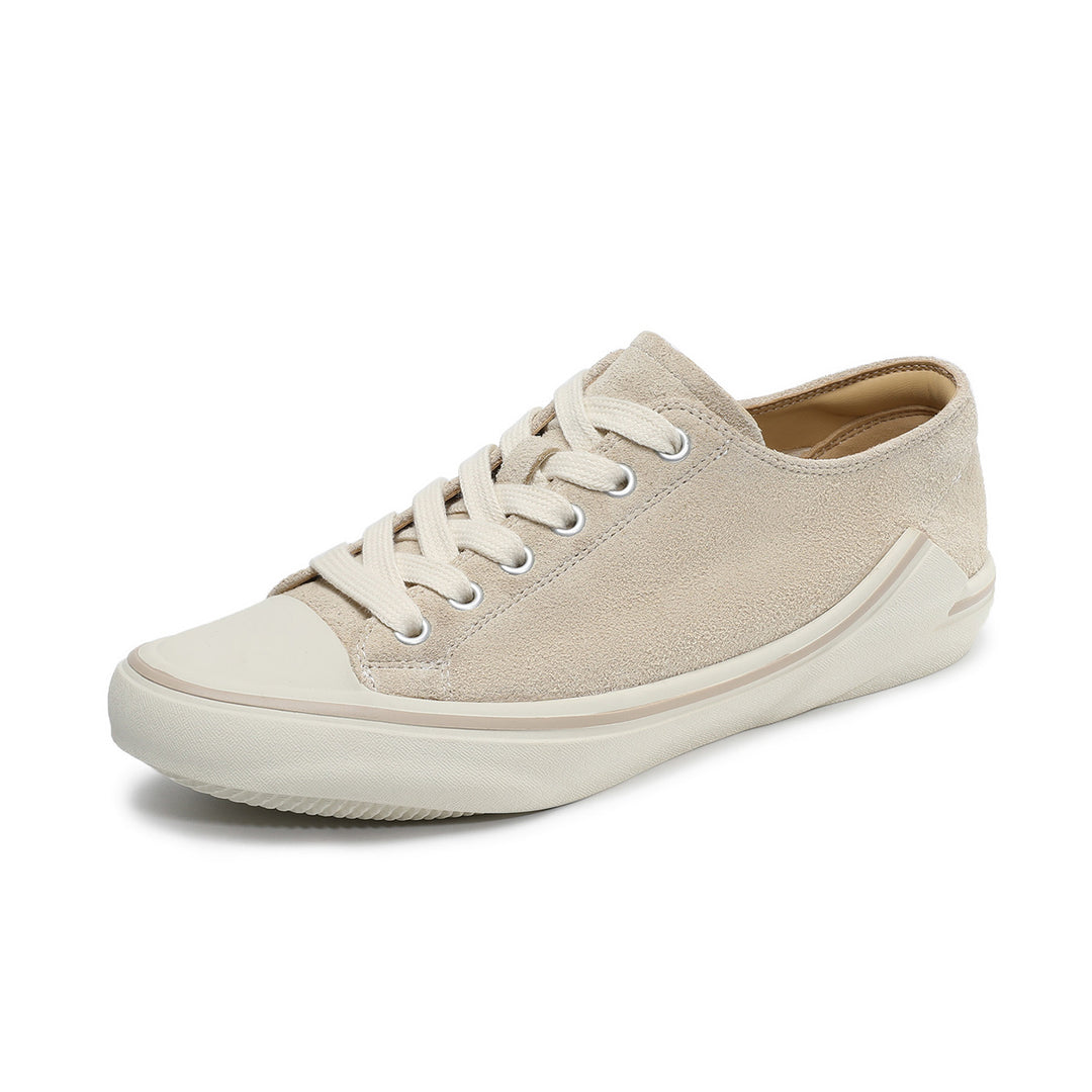 Women‘s Retro Suede Sneakers Vintage Round Toe Low Top Lace-up Flat Walking Shoes