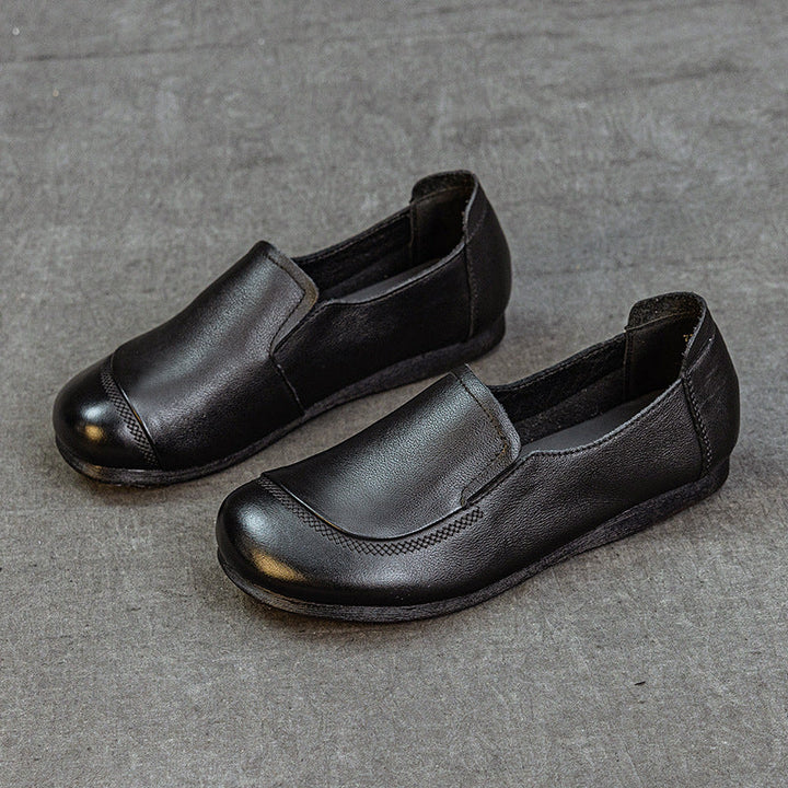 Women's Leather Slip-On Flats – Comfortable Casual Everyday Shoes