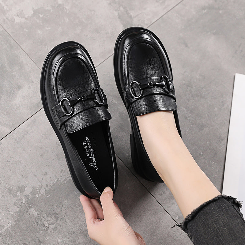 Women's Leather Loafers – Slip-On Casual Comfortable Shoes for Daily Wear
