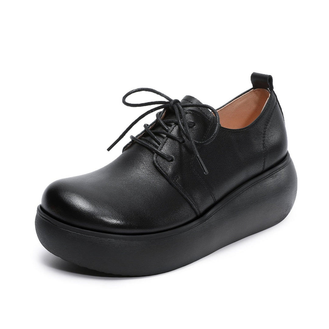 Women's Leather Platform Sneakers - Ultra-Lightweight EVA Sole