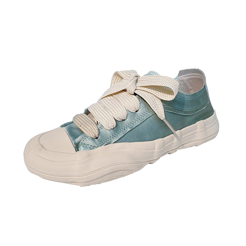 Womens Satin Lace-up Front Sneakers Shoes