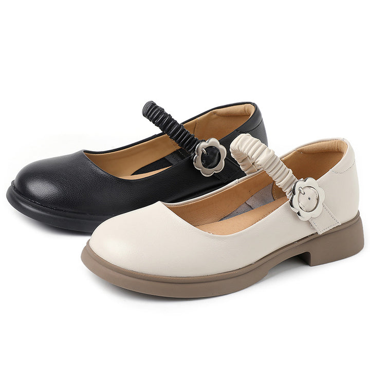 Cute Women's Leather Mary Jane Flats – Comfortable Everyday Shoes