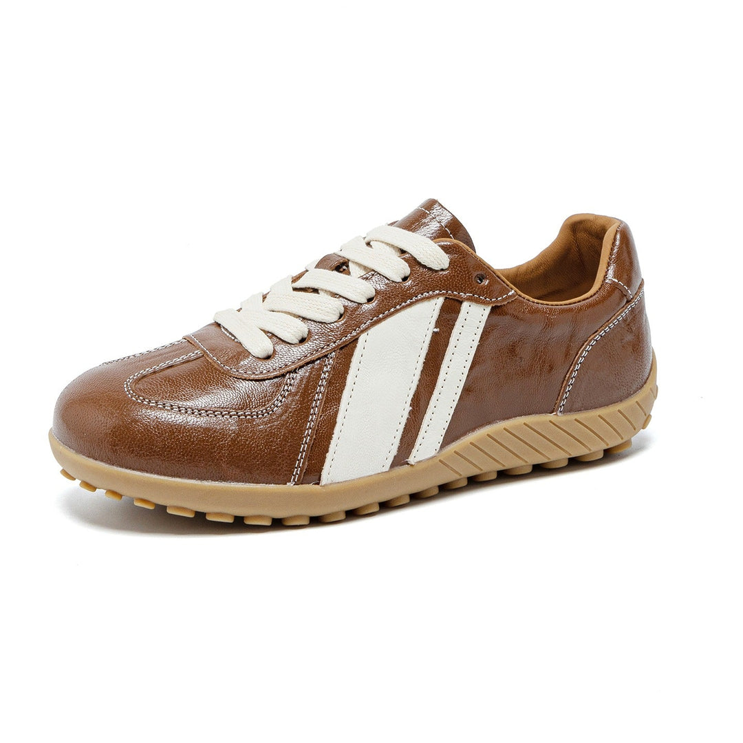 Women's Genuine Leather German Army Trainers Retro Low Top Walking Sneakers