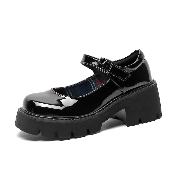 Classic Women's Patent Leather Chunky High Mary Jane Heels – College Look