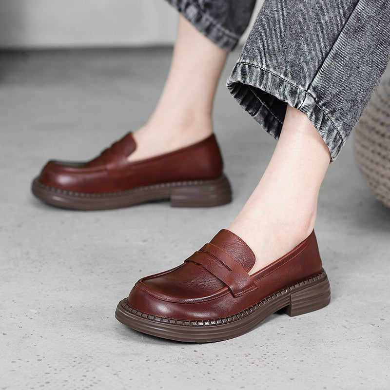 Women's Vintage Leather Handmade Flat Loafers