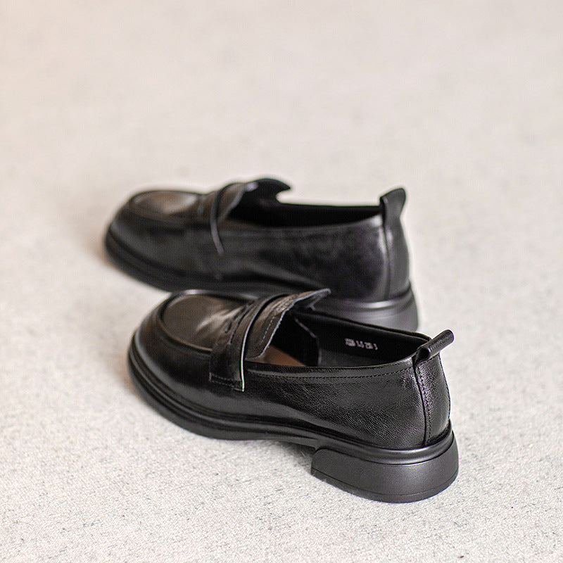 Classic Women's Loafers – Ruched Leather Sole Casual Shoes