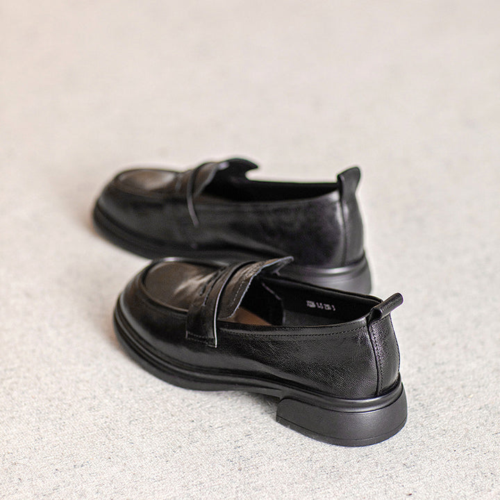 Classic Women's Loafers – Ruched Leather Sole Casual Shoes