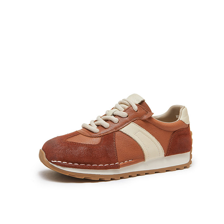 Women's Leather Patchwork Sneakers Comfortable Soles Suede Causal Sport Shoes