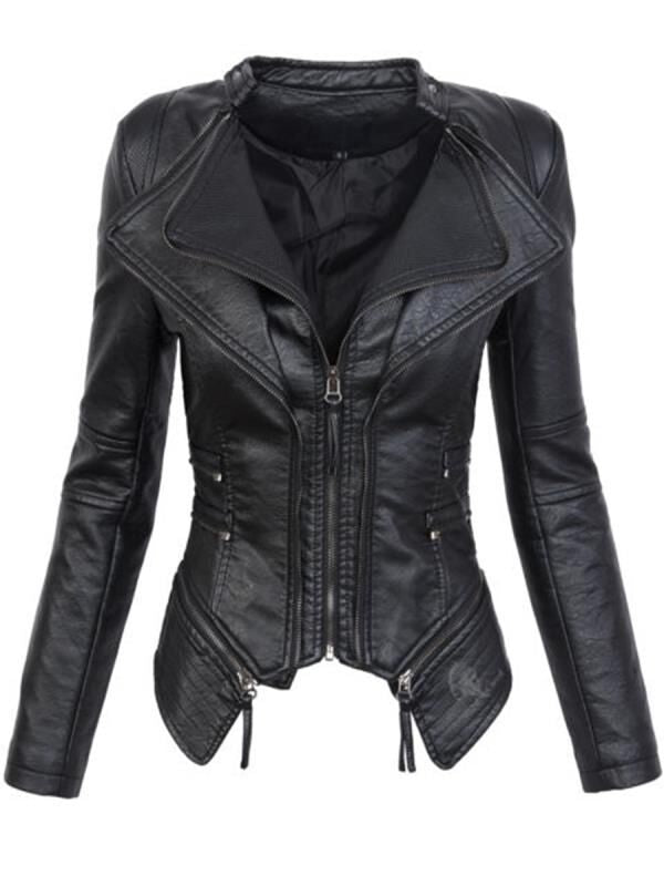 Women's Leather Jacket Motorcycle Style