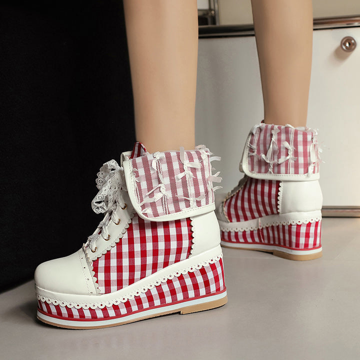 Anime Costume Vintage Lace Wedge Boots
