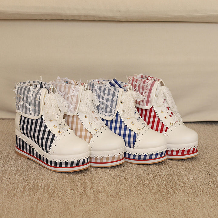 Anime Costume Vintage Lace Wedge Boots