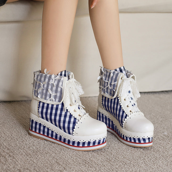 Anime Costume Vintage Lace Wedge Boots