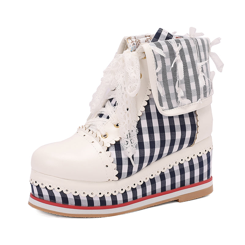 Anime Costume Vintage Lace Wedge Boots