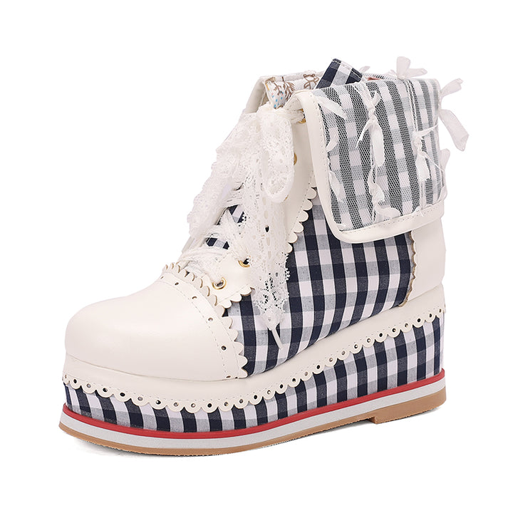 Anime Costume Vintage Lace Wedge Boots