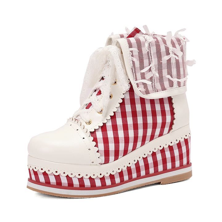 Anime Costume Vintage Lace Wedge Boots